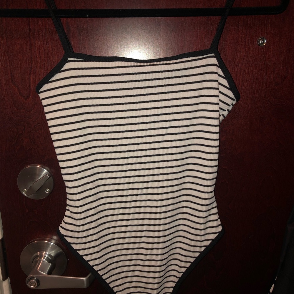 NEW boohoo ribbed striped bodysuit